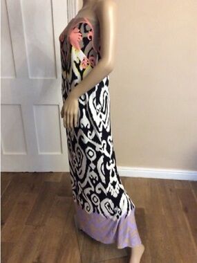 Tibi Printed Maxi Dress Ikat Pattern Stretch